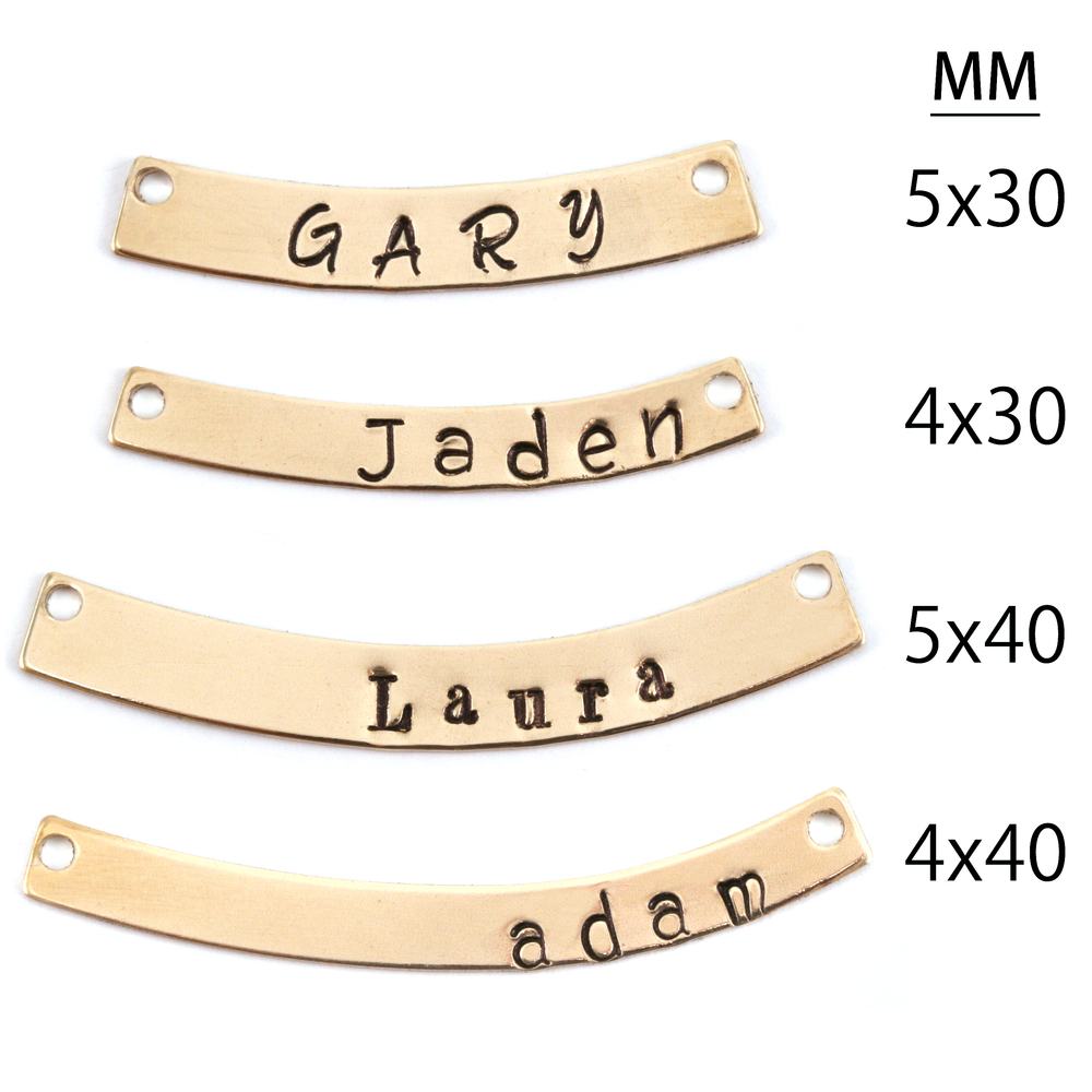 Metal Stamping Blanks Sterling Silver Curved Rectangle Bar with Holes, 30mm (1.18") x 5mm (.20"), 24g